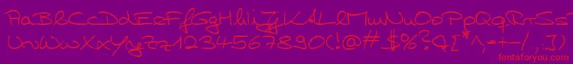 HwHillyDb-fontti – punaiset fontit violetilla taustalla