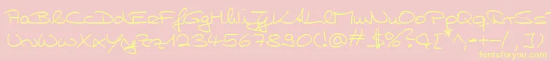 HwHillyDb-Schriftart – Gelbe Schriften auf rosa Hintergrund