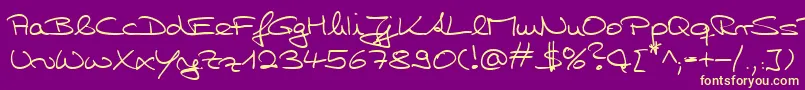 HwHillyDb Font – Yellow Fonts on Purple Background