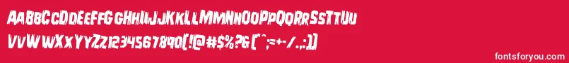 Leatherfacerotate2 Font – White Fonts on Red Background