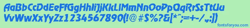 OnstagerandomXboldItalic-Schriftart – Blaue Schriften auf grünem Hintergrund