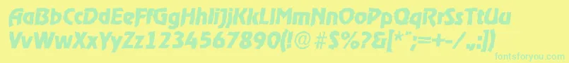 Police OnstagerandomXboldItalic – polices vertes sur fond jaune