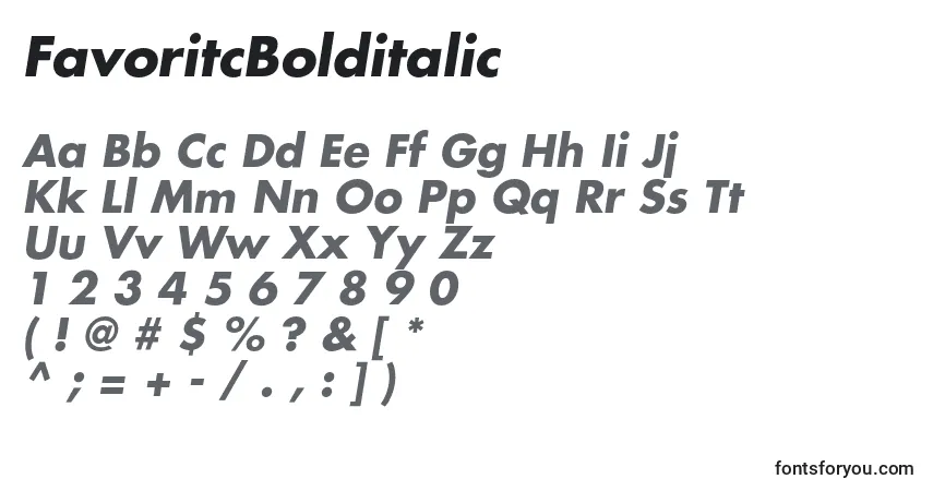 A fonte FavoritcBolditalic – alfabeto, números, caracteres especiais