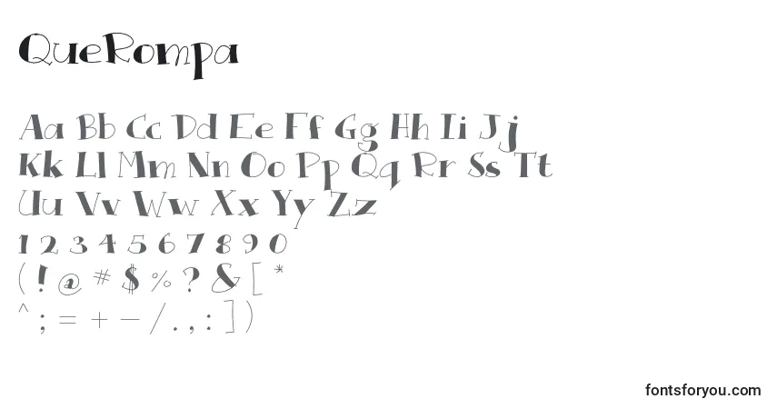 A fonte QueRompa – alfabeto, números, caracteres especiais