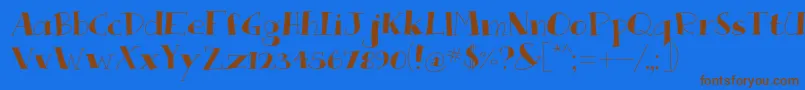 フォントQueRompa – 茶色の文字が青い背景にあります。