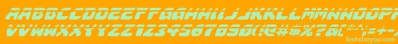 AstropolisLaserItalic-Schriftart – Grüne Schriften auf orangefarbenem Hintergrund