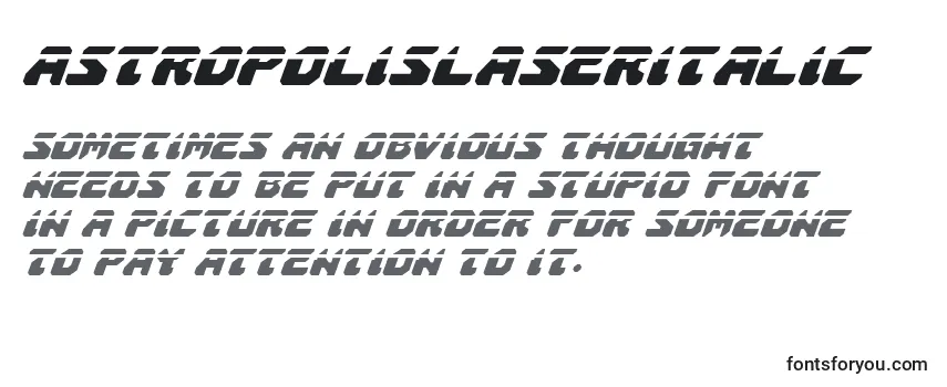 Review of the AstropolisLaserItalic Font