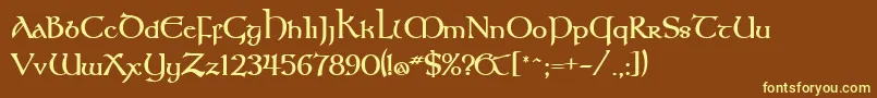 KeltBold-fontti – keltaiset fontit ruskealla taustalla