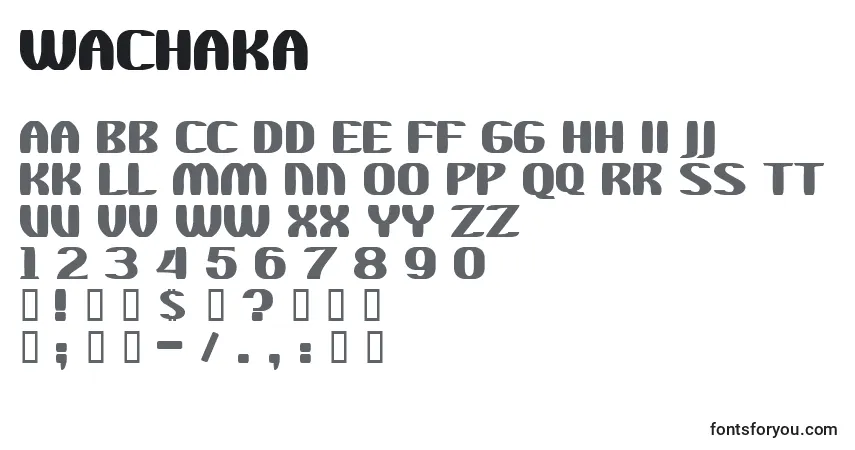 A fonte Wachaka – alfabeto, números, caracteres especiais