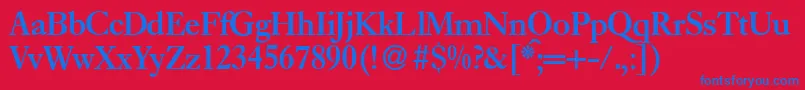 フォントE720RomanBold – 赤い背景に青い文字