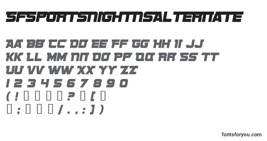 Шрифт SfSportsNightNsAlternate – алфавит, цифры, специальные символы