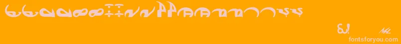 Veknoid-fontti – vaaleanpunaiset fontit oranssilla taustalla