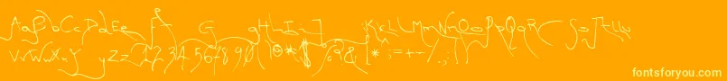 TmFirstFleetNormal-Schriftart – Gelbe Schriften auf orangefarbenem Hintergrund