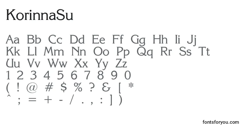 A fonte KorinnaSu – alfabeto, números, caracteres especiais