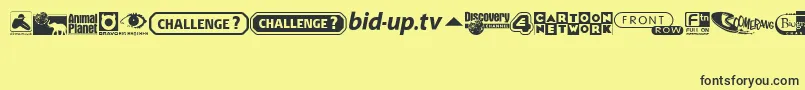 UkDigitalTvChannelLogos-Schriftart – Schwarze Schriften auf gelbem Hintergrund