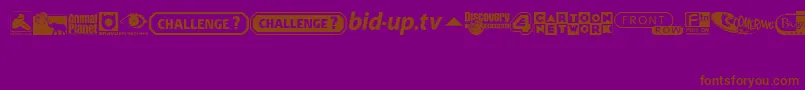 Więcej informacji o czcionce UkDigitalTvChannelLogos Czcionka UkDigitalTvChannelLogos – brązowe czcionki na fioletowym tle