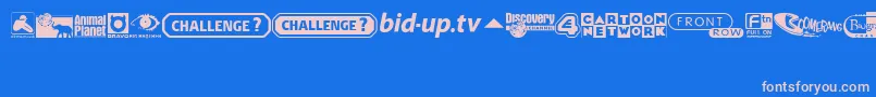 フォントUkDigitalTvChannelLogos – ピンクの文字、青い背景