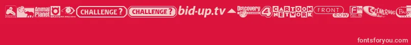 UkDigitalTvChannelLogos-fontti – vaaleanpunaiset fontit punaisella taustalla