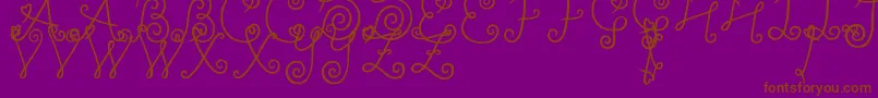 YleeDalkomRollCake-Schriftart – Braune Schriften auf violettem Hintergrund