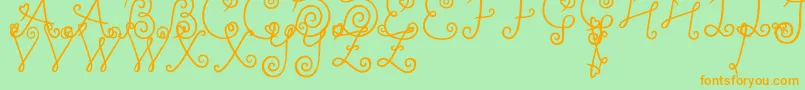 YleeDalkomRollCake Font – Orange Fonts on Green Background