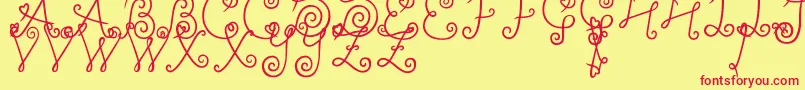 YleeDalkomRollCake Font – Red Fonts on Yellow Background