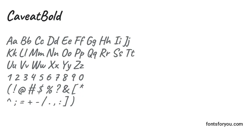 Schriftart CaveatBold – Alphabet, Zahlen, spezielle Symbole