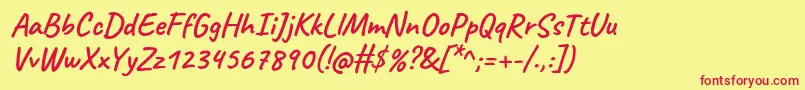 CaveatBold Font – Red Fonts on Yellow Background