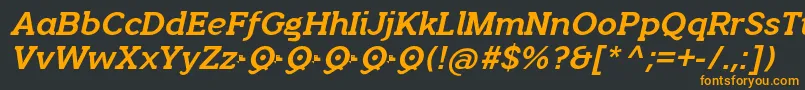 QuotusBoldItalic-Schriftart – Orangefarbene Schriften auf schwarzem Hintergrund