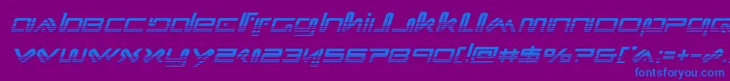 Xephyrhalfital-Schriftart – Blaue Schriften auf violettem Hintergrund