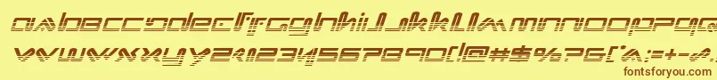 フォントXephyrhalfital – 茶色の文字が黄色の背景にあります。