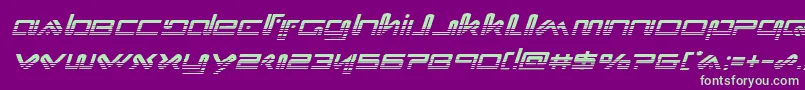 フォントXephyrhalfital – 紫の背景に緑のフォント