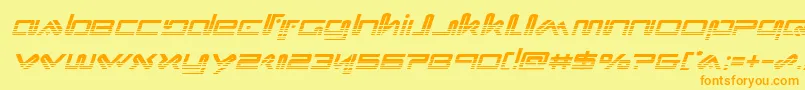 Xephyrhalfital-Schriftart – Orangefarbene Schriften auf gelbem Hintergrund