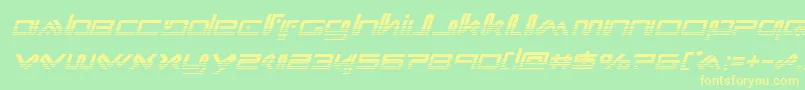 フォントXephyrhalfital – 黄色の文字が緑の背景にあります