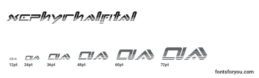 Размеры шрифта Xephyrhalfital
