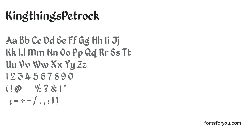 Czcionka KingthingsPetrock – alfabet, cyfry, specjalne znaki