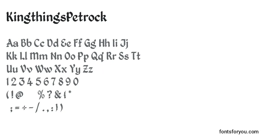 KingthingsPetrock-fontti – aakkoset, numerot, erikoismerkit