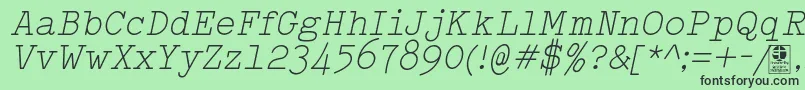 TypowriterLightItalicDemo Font – Black Fonts on Green Background