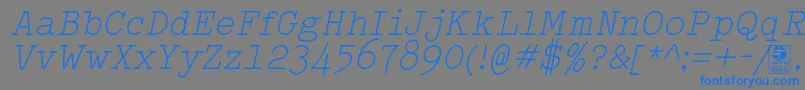 TypowriterLightItalicDemo-Schriftart – Blaue Schriften auf grauem Hintergrund