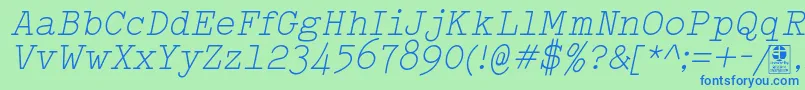 Police TypowriterLightItalicDemo – polices bleues sur fond vert