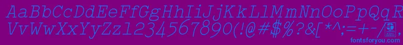 TypowriterLightItalicDemo-fontti – siniset fontit violetilla taustalla