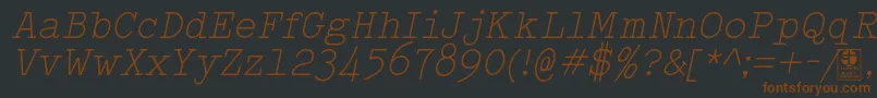 フォントTypowriterLightItalicDemo – 黒い背景に茶色のフォント