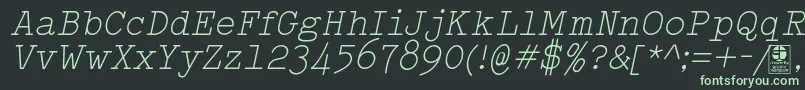 Fonte TypowriterLightItalicDemo – fontes verdes em um fundo preto