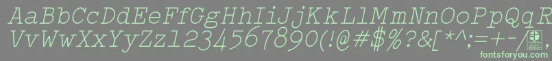 TypowriterLightItalicDemo Font – Green Fonts on Gray Background