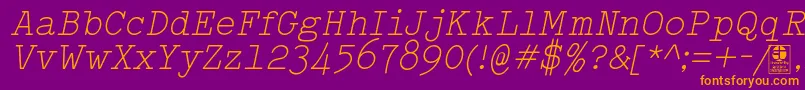 TypowriterLightItalicDemo Font – Orange Fonts on Purple Background