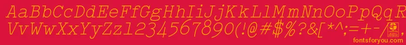 TypowriterLightItalicDemo Font – Orange Fonts on Red Background