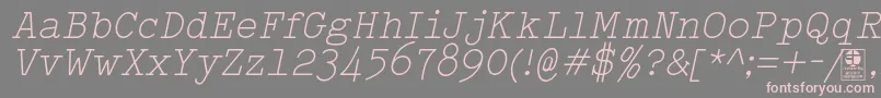 TypowriterLightItalicDemo-fontti – vaaleanpunaiset fontit harmaalla taustalla