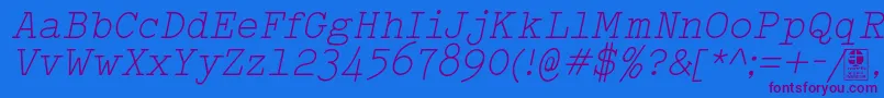 TypowriterLightItalicDemo Font – Purple Fonts on Blue Background