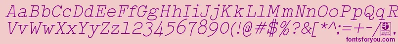 フォントTypowriterLightItalicDemo – ピンクの背景に紫のフォント