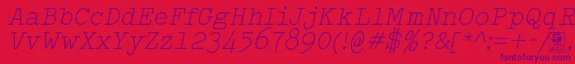 TypowriterLightItalicDemo Font – Purple Fonts on Red Background