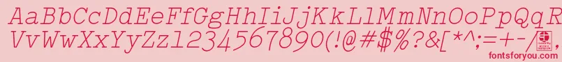 TypowriterLightItalicDemo Font – Red Fonts on Pink Background